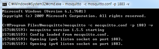 Terminal conectando con MQTT