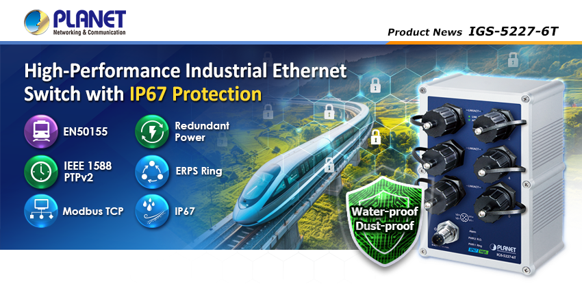 Switch industrial IP67 EN50155 en un entorno industrial