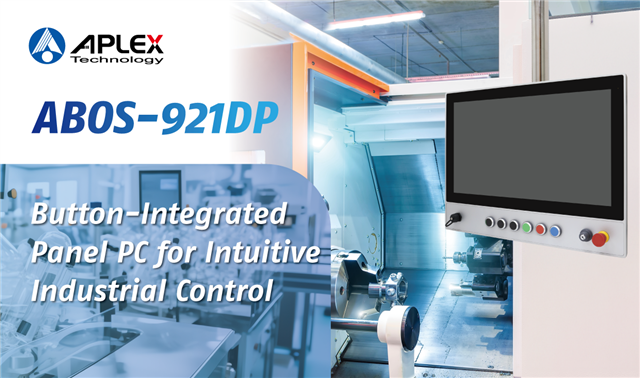 Panel PC industrial con botones ABOS-921DP para control de maquinaria.