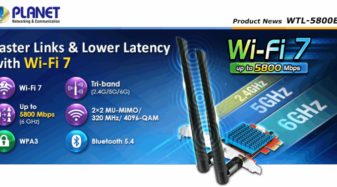 edm2_WTL-5800BE Adaptador Wi-Fi 7 PCIe PLANET WTL-5800BE para PC de escritorio