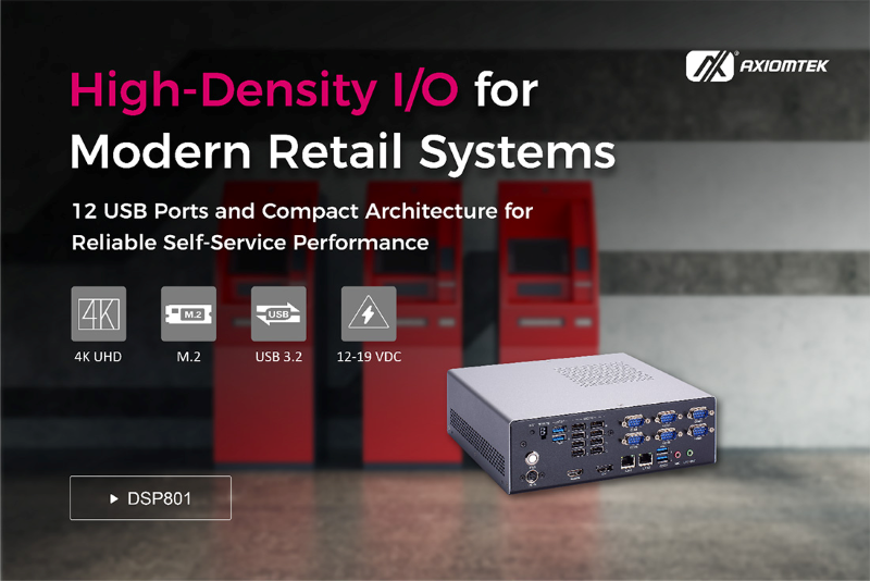 Axiomtek DSP801, un controlador de quiosco avanzado para soluciones de autoservicio