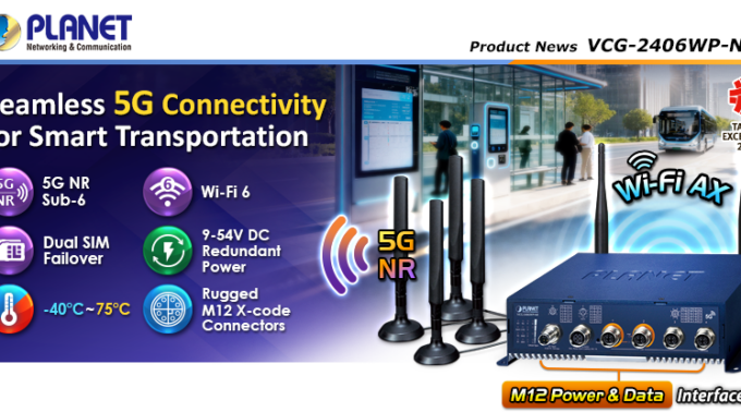 El Gateway Celular 5G Industrial VCG-2406WP-NR de PLANET montado en un entorno industrial