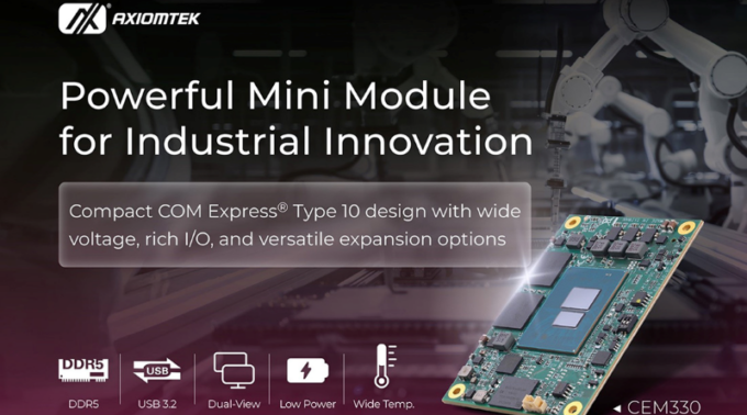 Módulo COM Express CEM330 de Axiomtek para aplicaciones industriales
