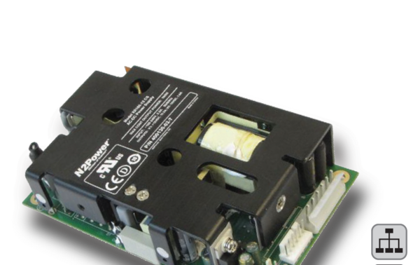 Módulo de fuente de alimentación 125W de N2Power con conectores.