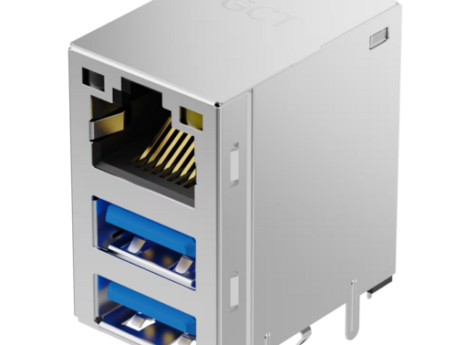 Conector RJ45 USB 3.0 MGB0A1 de GCT para montaje en PCB