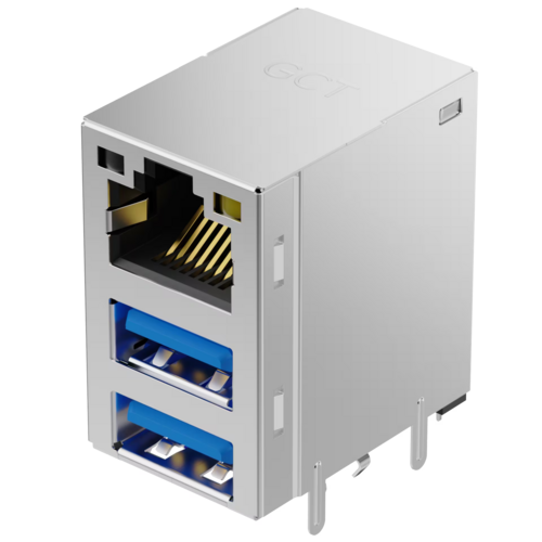 Conector RJ45 USB 3.0 MGB0A1 de GCT para montaje en PCB