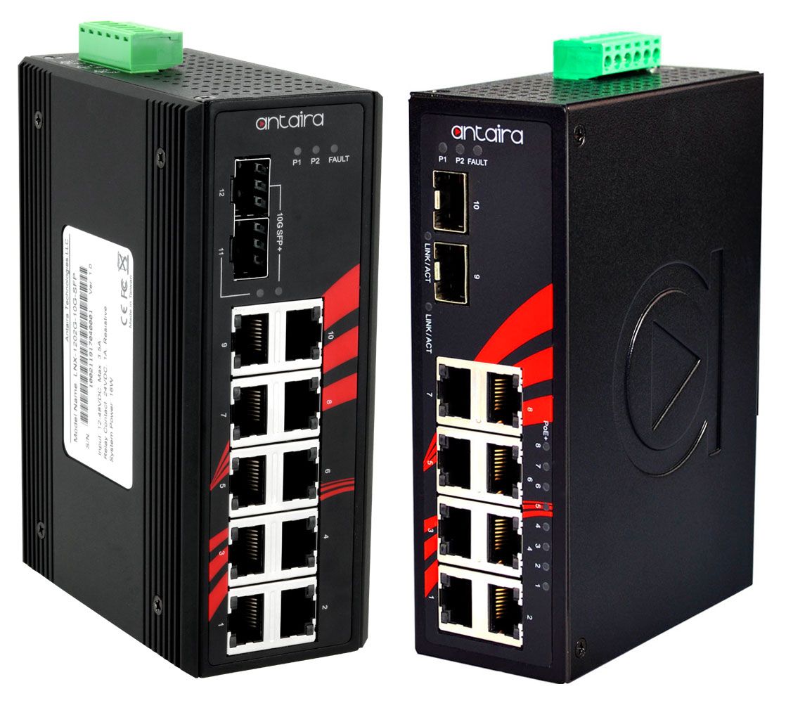 Switches Gigabit ethernet industriales no gestionados con slots 10G SFP+