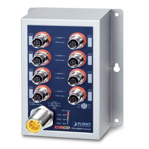 Switch PoE+ M12 con ochos puertos 10/100TX para sistemas de transporte público y aplicaciones industriales