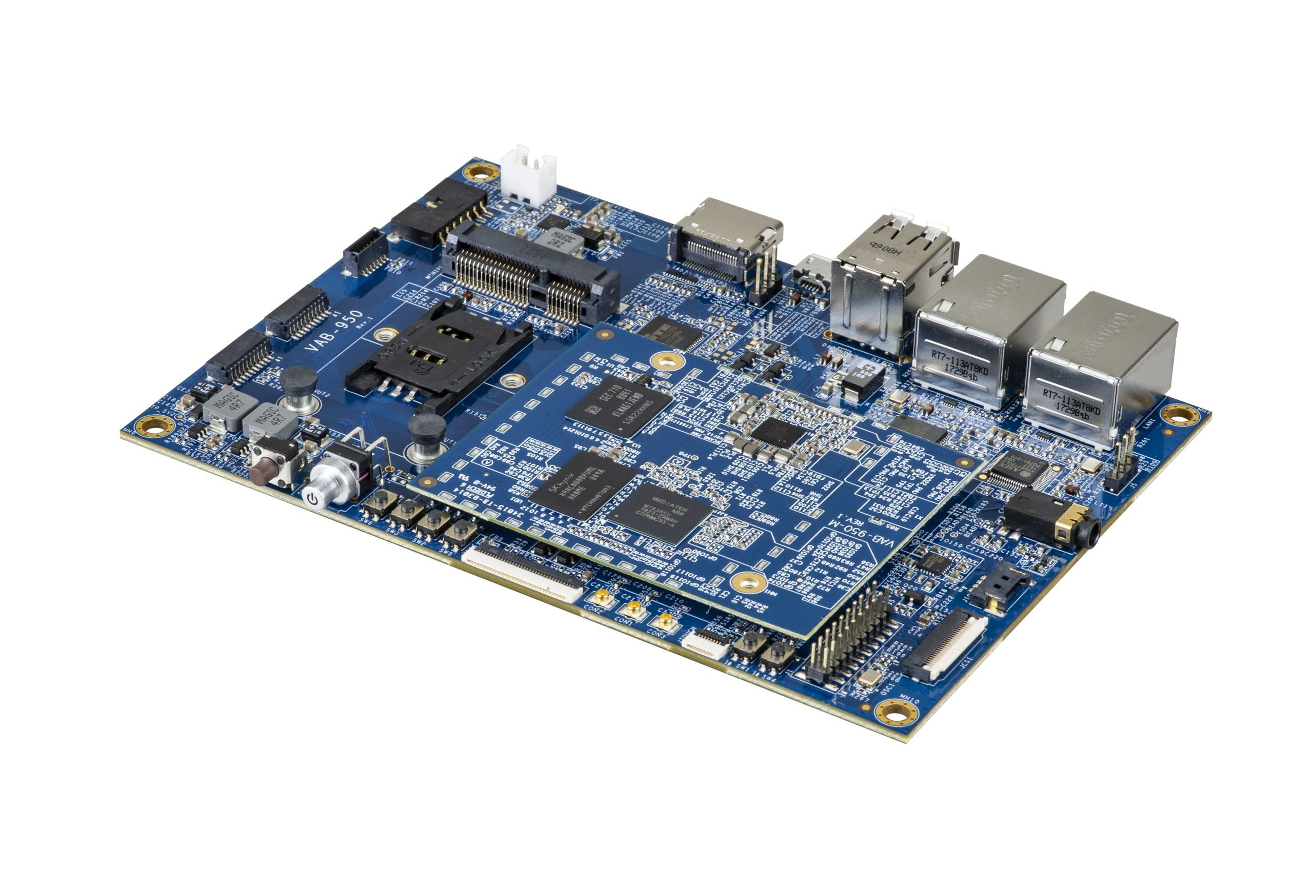 Imagen de la tarjeta con procesador MediaTek i500 para dispositivos Edge AI