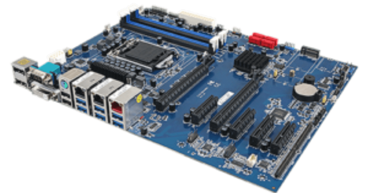 Imagen de la placa madre ATX con procesador Intel para entornos industriales