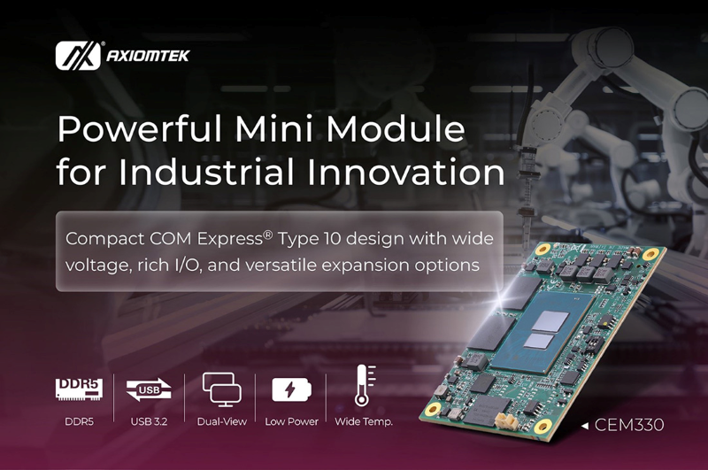 Módulo COM Express CEM330 de Axiomtek para aplicaciones industriales