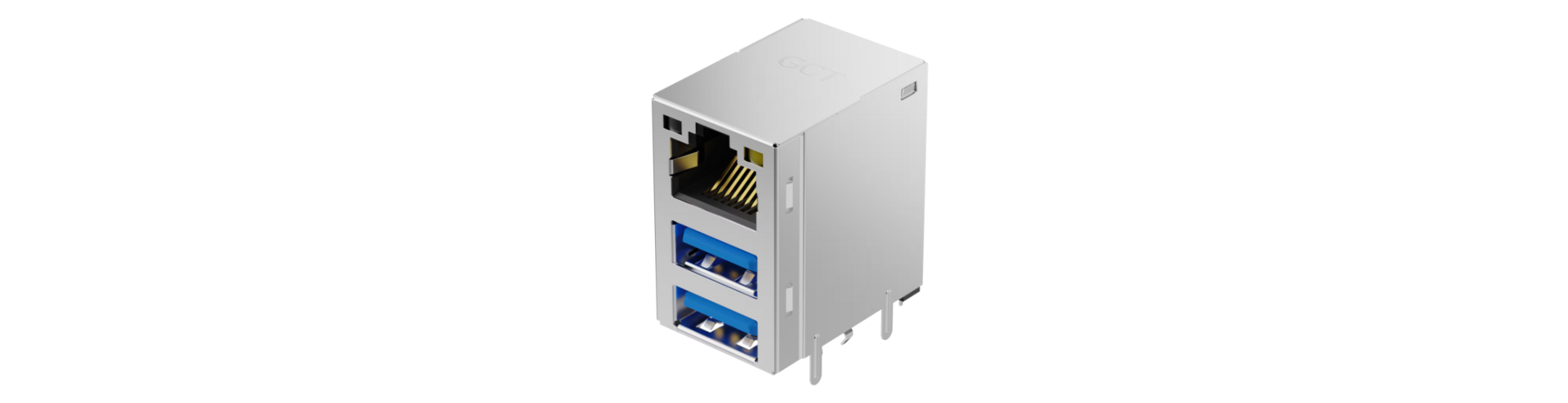 Conector RJ45 USB 3.0 MGB0A1 de GCT para montaje en PCB