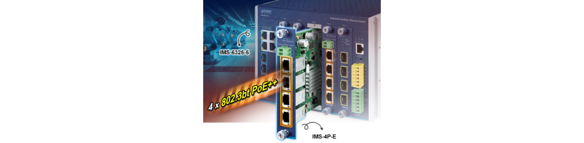 switch modular industrial IMS-6325-5 de PLANET para carril DIN